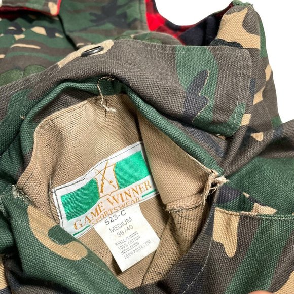 Vintage Game Winner Vest Camouflage Buffalo Plaid Reversible Hunting 80s- Medium - Picture 6 of 14